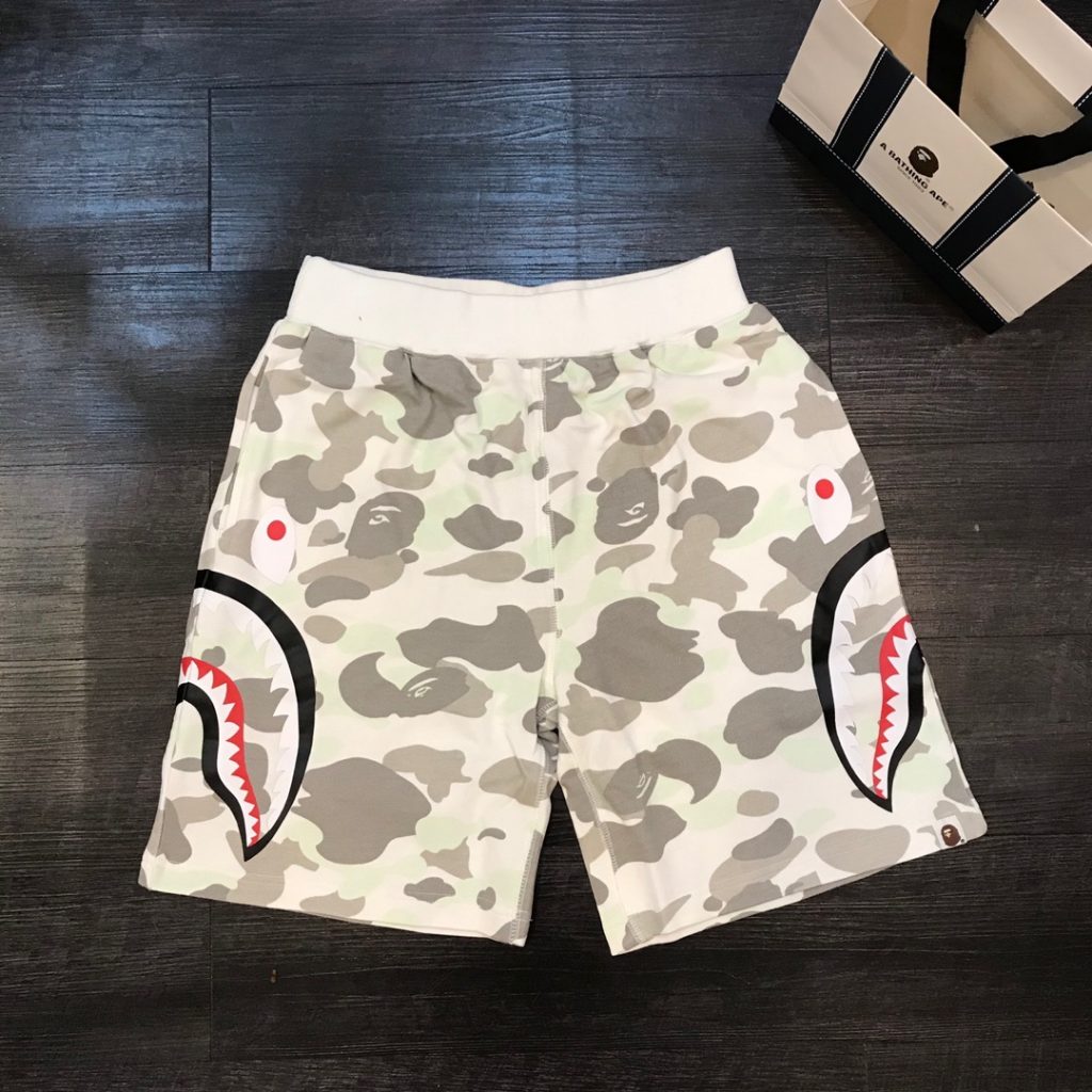 color camo shark sweat shorts