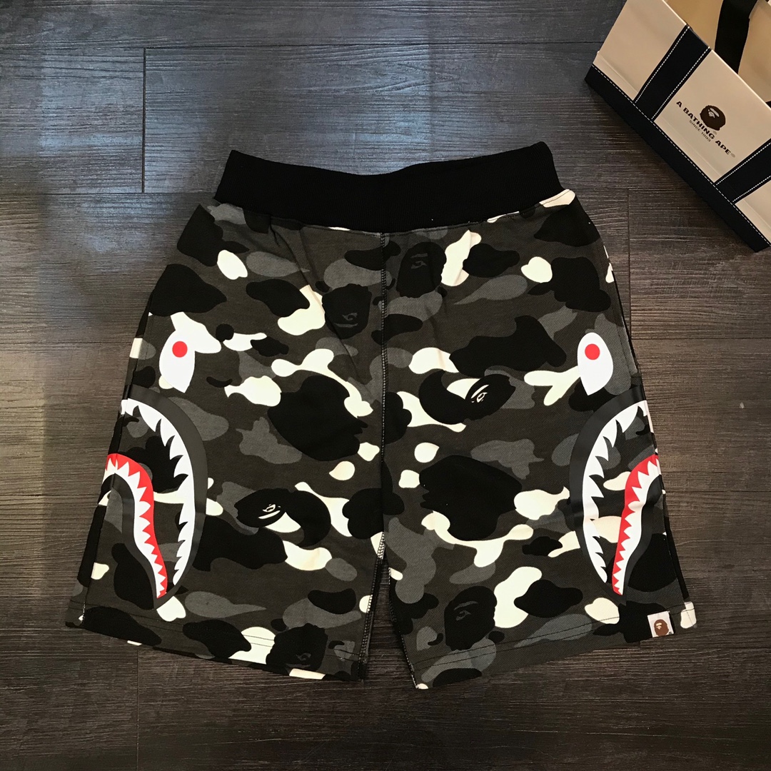 color camo shark sweat shorts
