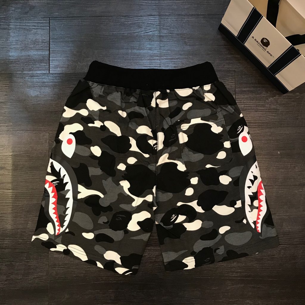 color camo shark sweat shorts